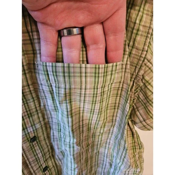 The North Face Casual Shirt Mens Large Green Check Button Up Chest Pocket - Picture 6 of 9